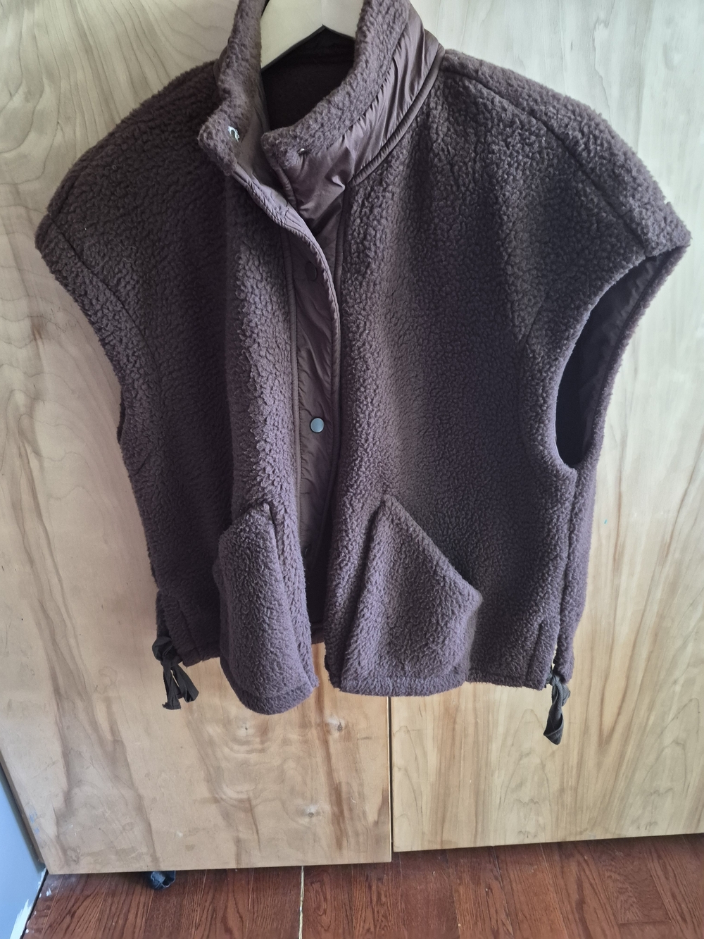 Women's Brown Sherpa Fleece Vest Jacket
